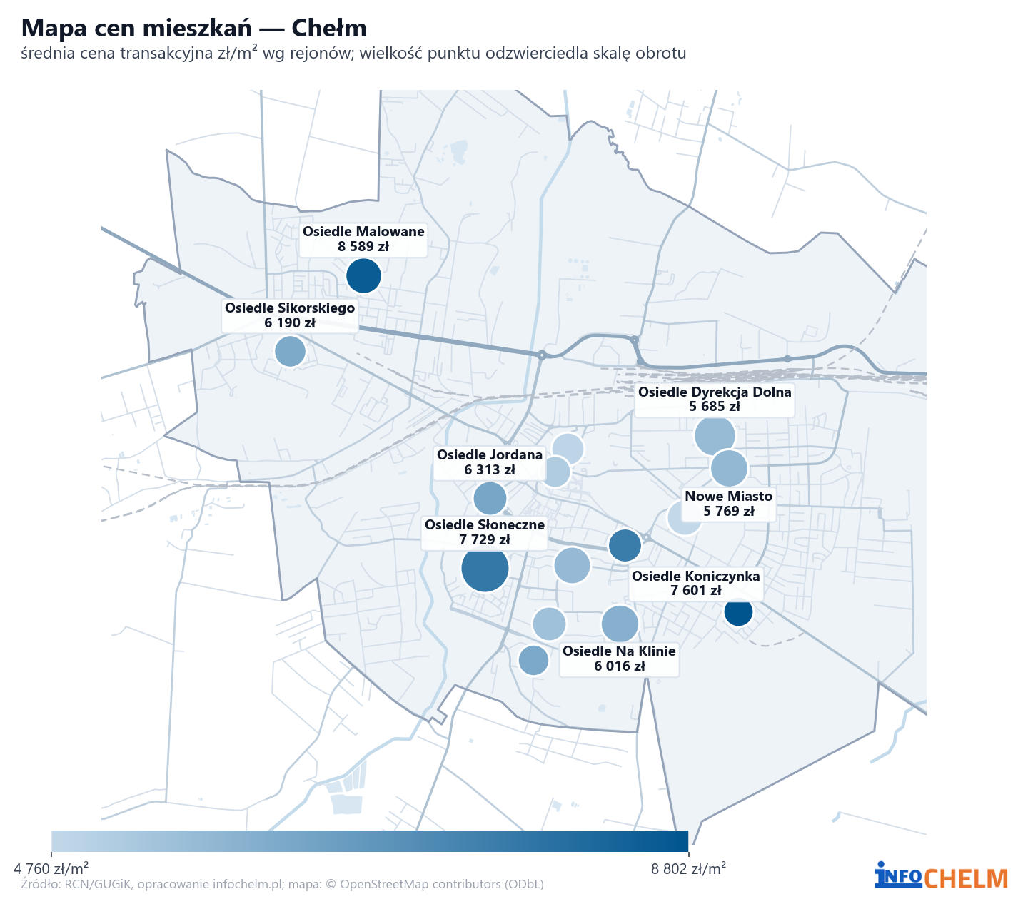 Mapa cen mieszkań - Chełm