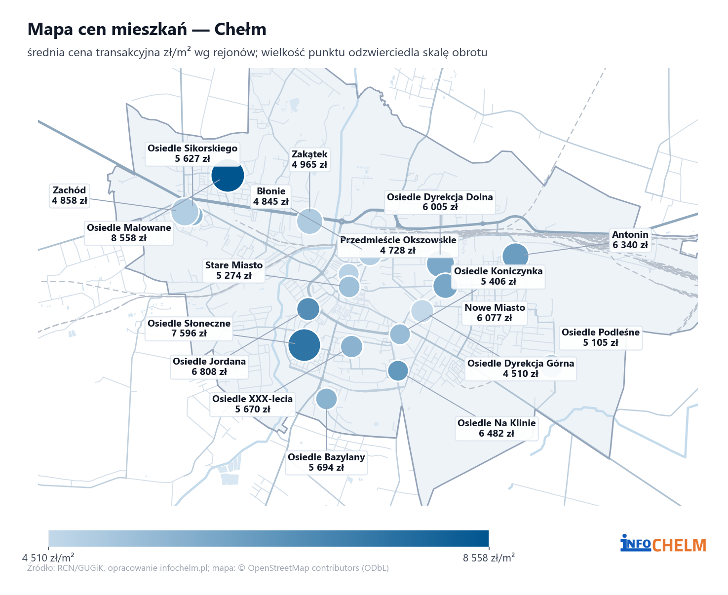 Mapa cen mieszkań - Chełm