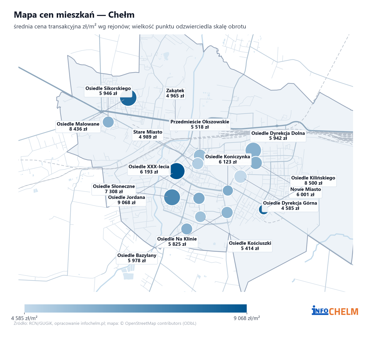 Mapa cen mieszkań - Chełm