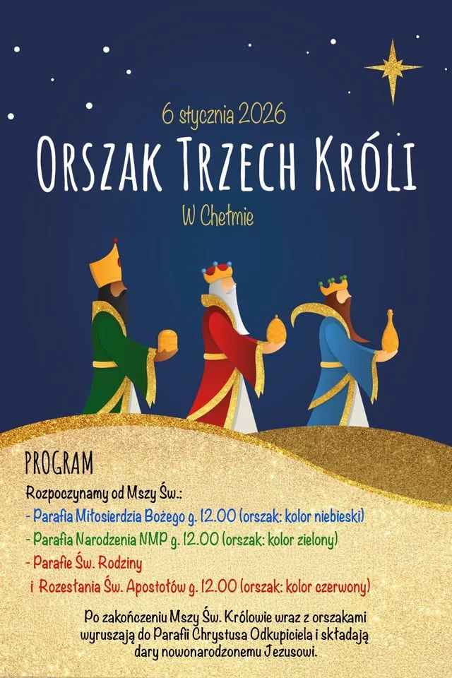 Grafika promocyjna wydarzenia 15. Orszak Trzech Króli w Chełmie — „Nadzieją się cieszą”