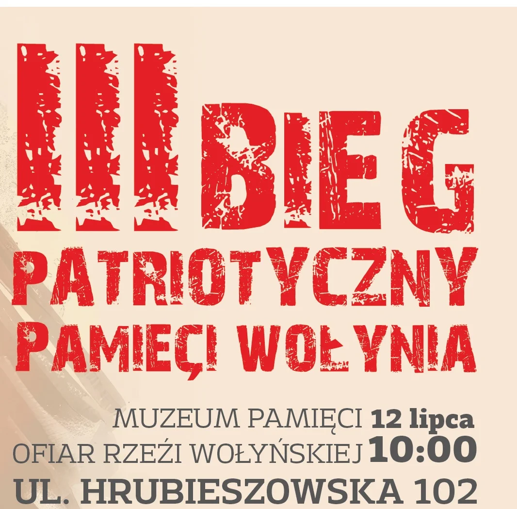 Grafika promocyjna wydarzenia 3 Patriotyczny Bieg Pamięci Wołynia