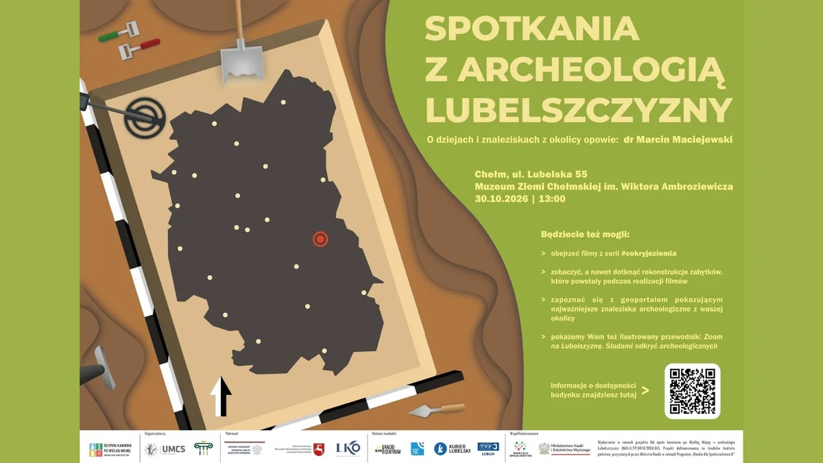 Grafika promocyjna wydarzenia Co kryje ziemia? Archeologia Lubelszczyzny