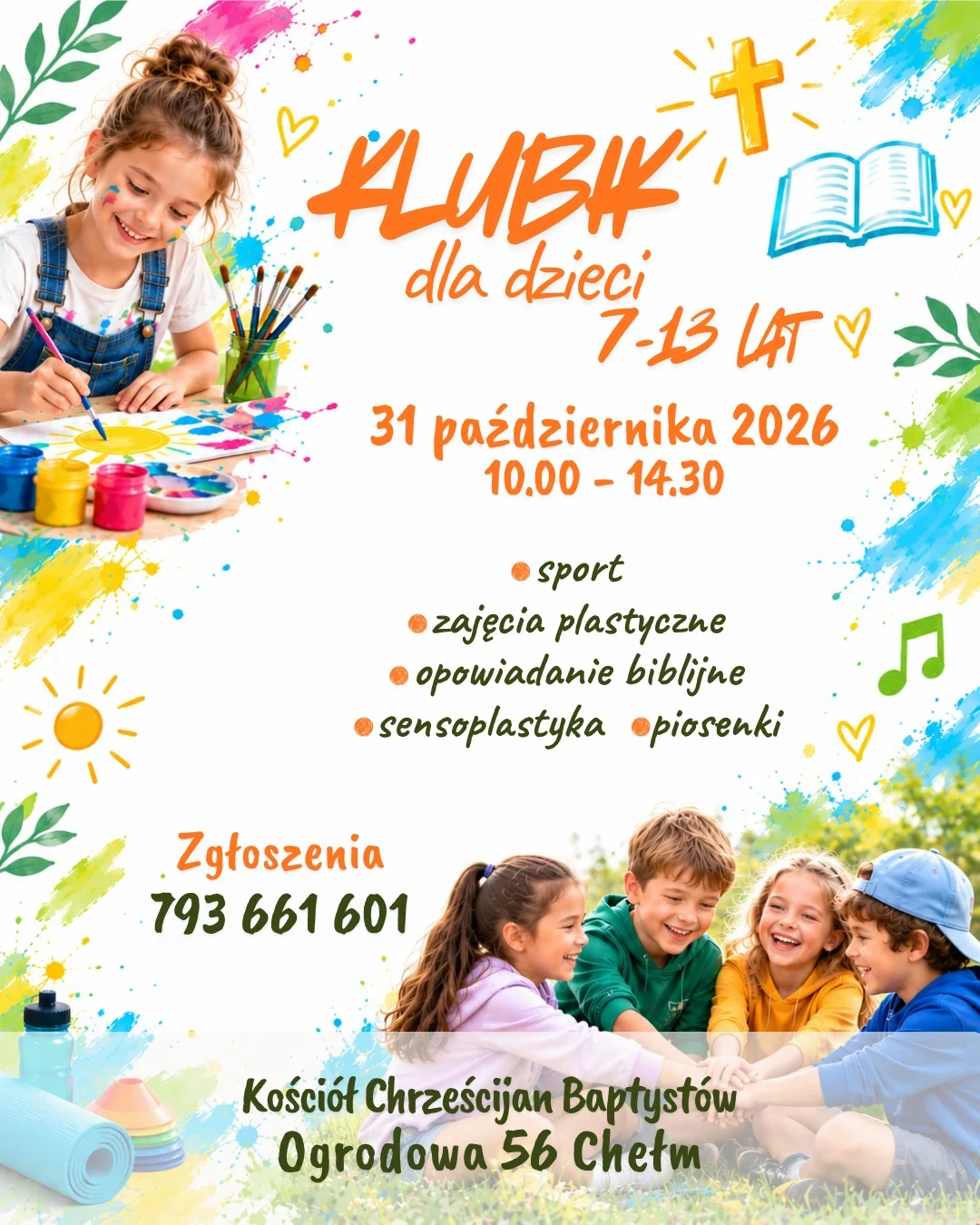 Grafika promocyjna wydarzenia Klubik dla dzieci: zabawa w Chełmie