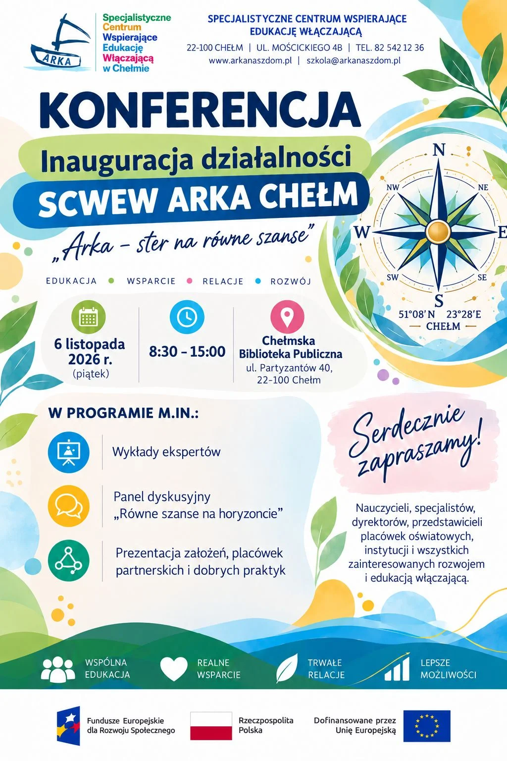 Grafika promocyjna wydarzenia SCWEW ARKA CHEŁM – konferencja inauguracyjna
