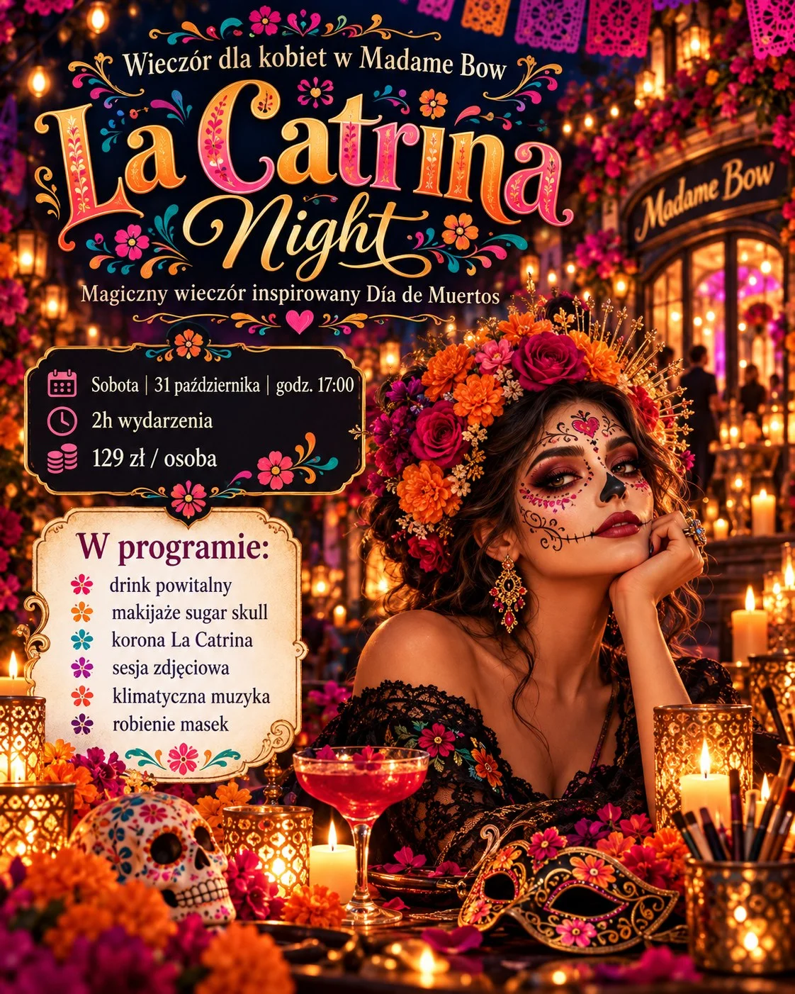 Grafika promocyjna wydarzenia La Catrina Night w Chełmie