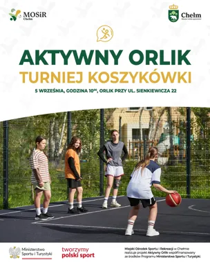 Grafika promocyjna wydarzenia Aktywny Orlik – Turniej Koszykówki