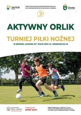 Grafika promocyjna wydarzenia Aktywny Orlik – Turniej Piłki Nożnej dla dzieci i młodzieży