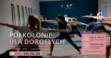 Grafika promocyjna wydarzenia Jogowe półkolonie dla dorosłych w Chełmie – 8 dni jogi, ruchu i regeneracji