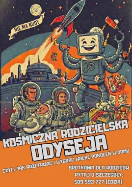 Grafika promocyjna wydarzenia Kosmiczna Rodzicielska Odyseja — grupa wsparcia dla rodziców