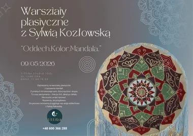 Grafika promocyjna wydarzenia Oddech.Kolor.Mandala – warsztaty tworzenia mandali z Sylwią Kozłowską w Chełmie