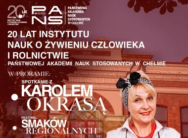 Grafika promocyjna wydarzenia Światowy Dzień Żywności i 20-lecie Instytutu w Chełmie